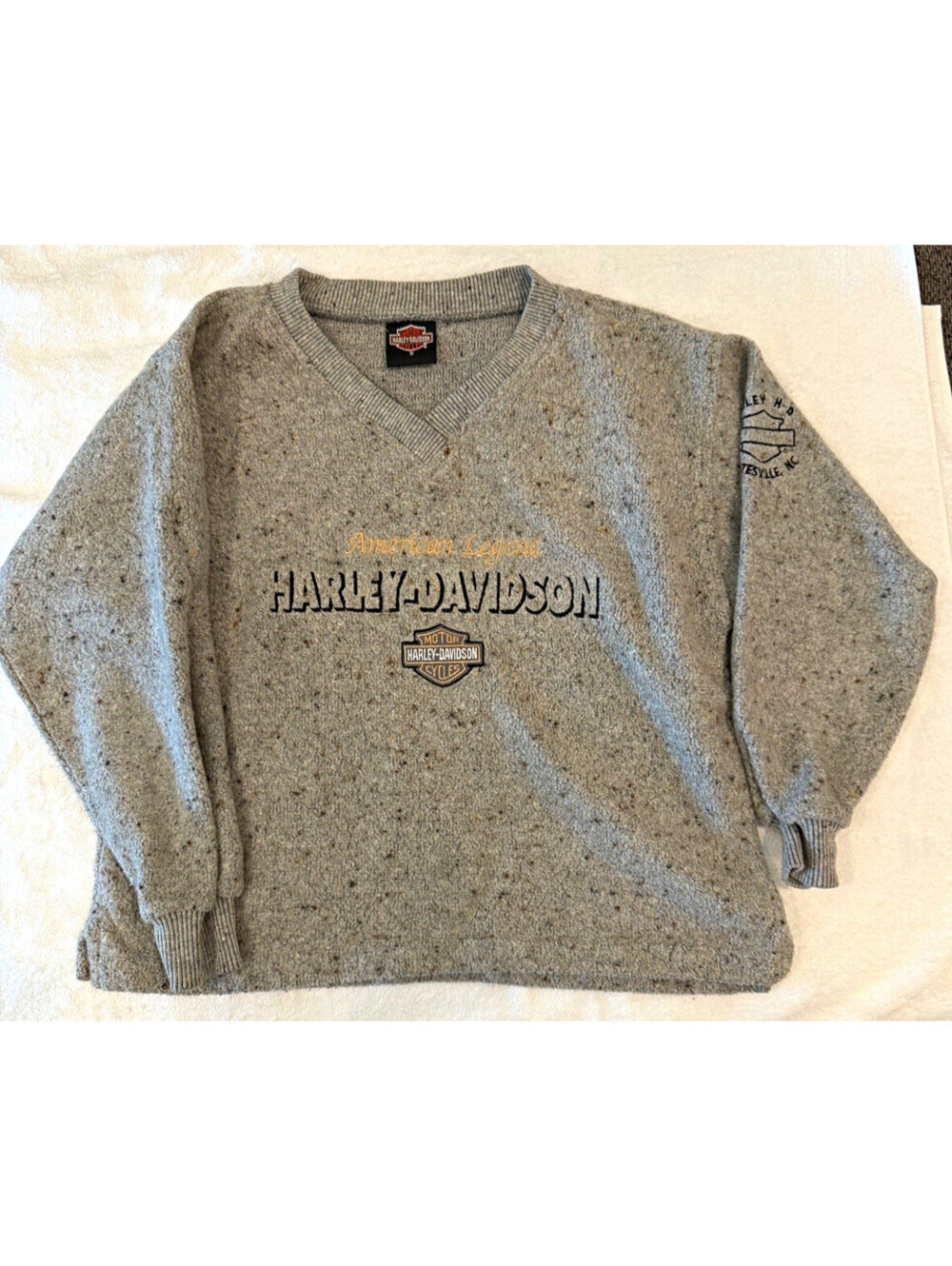Harley Davidson Asheville NC American Legend Sweater S Made in USA Vintage Gray